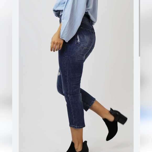 DEAR JOHN Frankie Straight Leg Cropped Jean Bilbao. Med Wash. Size 26 - Picture 6 of 14